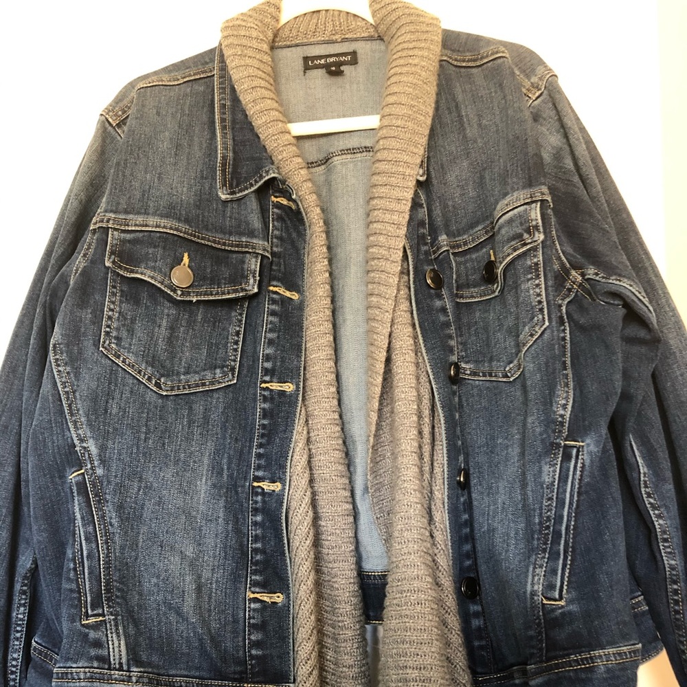Jean Jacket with sweater collar